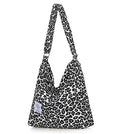 Covelin Women's Retro Large Size Canvas Shoulder Bag Hobo Crossbody Handbag Casual Tote - color: Leopard White