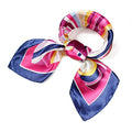 QBSM Womens 23.6 inch Satin Silk Feeling Formal Square Neck Scarf Head Hair Wraps Kerchief - color: Coloured Ribbon-rose&navy