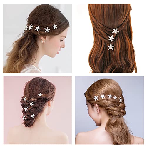 Jaciya 18 Pack Bride Crystal Rhinestone Starfish Hair Pin Hair Jewelry Hair Accessories Women Headwear Headdress for Beach Themed Wedding,Party, Hair Clips for Women