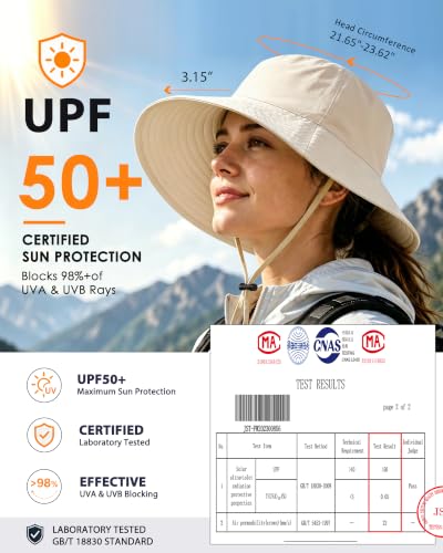 Water-Resistant Sun UPF 50+ Bucket Hat Protection Packable Brimmed Boonie for Women Men Summer Lightweight Hiking Outdoor Cap - color: Beige