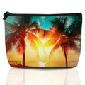 Tropical Palm Tree Makeup Bag Travel Cosmetic Bag for Women,Beach Sunset Small Make up Pouch Travel Bags for Toiletries Aesthetic Accessories Waterproof Gifts - color: Tropical Palm Tree