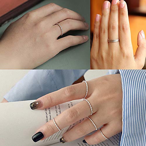 925 Sterling Silver Knuckle Rings for Women Minimalist Thin Stacking Rings Set 3PCS Midi Pinky Ring Size 2.5-8.5 - color: SET 2, size: 6