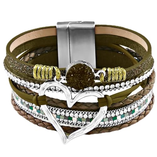 Long tiantian Boho Leather Wrap Bracelets Gifts Trendy Stuff Layered Bangles Bracelets for Women Modern Stackable Infinity Bracelets Bohemian Jewelry Gifts for Women Birthday Gifts - color: C7:Bangle Bracelets(brown)