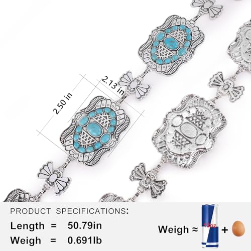 Montana West Rustic Couture's Large Western Concho Metal Belts for Women Cowgirl - color: Baby Turquoise