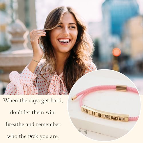 LINY Inspirational Gifts for Women Men, Dont Let The Hard Days Win Gifts, Motivational Inspirational Tube Bracelets Friendship Birthday Meaningful Gift for Friends Female - color: Dont Let-Tube Pink+Gold