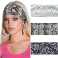 AWAYTR Women Hollow Out Eyelet Elastic Headband Y2K Wide Grommet Hairband Punk Grunge Wide Band for Girls (Snakeskin pattern/White Wave/Cashew Black, One size) - color: Snakeskin pattern/White Wave/Cashew Black