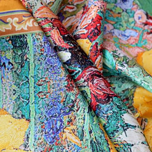 JERLA 100% Pure Mulberry Silk Square Scarf for Hair-27''x27'' Women Men Natural Silk Neckerchief Headscarf - color: Oil Painting Garden