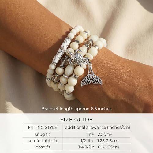 Bohemian Bracelet Sets for Women - 4-Pack Stackable Stretch Bead Bracelets with Black＆White Crystal & Gold Accessories, Multi-Layer Boho Jewelry - color: mix