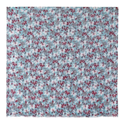 MELIFLUOS DESIGNED IN SPAIN Scarf for Women Lightweight Floral Flower Scarves for Summer Fall Shawl Wrap - color: Barcelona Collections 45 - Teal Floral Pattern