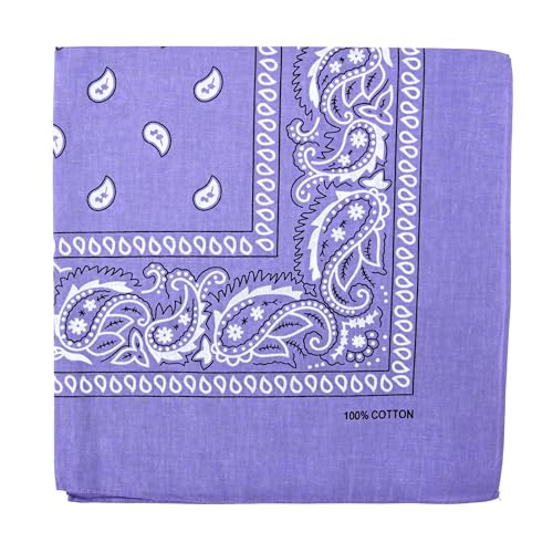 Motique Accessories 22 Inch Cotton Paisley Bandana - color: Lavender