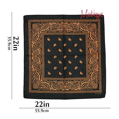 Motique Accessories Two Tone Paisley Bandana - Set of 3 - color: Black Orange