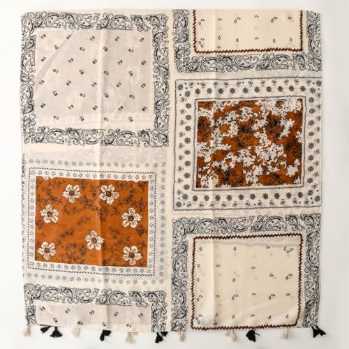WaJuemy Travel Boho Scarf for Women Casual Lightweight Pashmina Scarves Fashion Multicolor Shawl Wraps with Fringed Beads - color: 33 Beige Boho