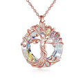 TOUPOP Tree of Life Necklace Gifts for Women 925 Sterling Silver Family Tree Pendant with Crystal Birthday Irish Jewelry Gifts for Women Her Wife Mom - color: 02-Rose Gold-White Crystal