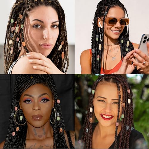 38Pcs Wooden Hair Beads for Braids and Dreadlocks, Loc Jewelry Bead for Black Women and Men, Multi Shape Beads for Necklace Bracelet Hair DIY Craft Handmade Decoration Dreadlock Accessories