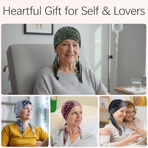 Ababalaya Chemo Headwear for Women Softer Headcover with Longer Tails, Breathable Skull Cap Non-Slip Sleep Beanie - color: Green