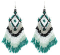 Long Beaded Dangle Earrings – Boho Native Handmade Seed Bead Tassel Bohemian Large Statement Drop Fringes for Women - color: Pattern8