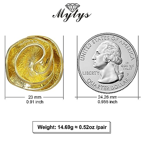 Mytys Two Tone Earrings for Women Gold and Silver Crossover Half Hoop Statement Earring Designer Stud Earrings - color: flower Gold
