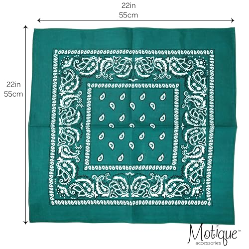 Motique Accessories 22 Inch Cotton Paisley Bandana - color: Dark Turquoise