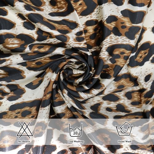 Ciormis 35" Silk Head Scarf for Women, 4 Pcs Satin Hair Scarf Square Silk Bandana Top Neck Scarves Hair Wraps for Sleeping - color: H1-leopard-set11