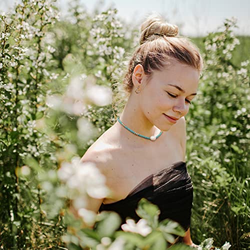 CANEVINKA Bohemian Beaded Choker Necklace 18K Gold Plated Bead Pendant Necklace Vintage Handmade Jewelry for Women - style: pearl pendant