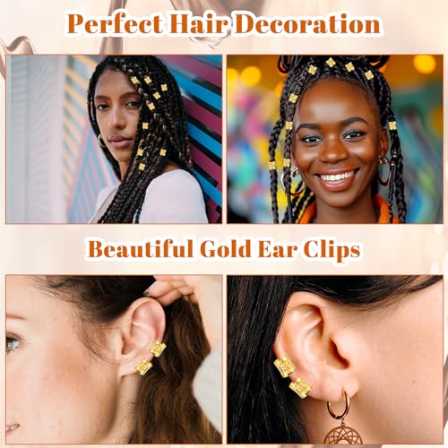 100 Pcs Hair Gold Cuffs Gold Dreadlocks Beads Adjustable Hair Braid Rings Clips Dread Locks Hairs Braiding Metal Jewelry for Braids Women Hairs Clips Decoration Accessories Festival Gifts