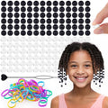160Pcs 10mm Small Silicone Beads for Hair Braids, Soft Jellyish Pony Hair Beads with 5mm Hole + 50 Rubber Bands and 1 Beader for Braiding, DIY Bracelets Necklaces Crafts (Black White) - color: Black White Mix-160Pcs