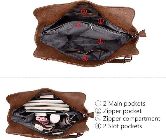 Tote Bag for Women PU Leather Shoulder Bags Fashion Hobo Bags Large Purse and Handbags with Adjustable Shoulder Strap - color: Brown Flower