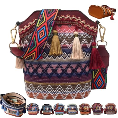 Handmade Native American Handbags, Woven Tassel Bucket Bag, Vintage Bag for Women Travel - color: 1pc-b