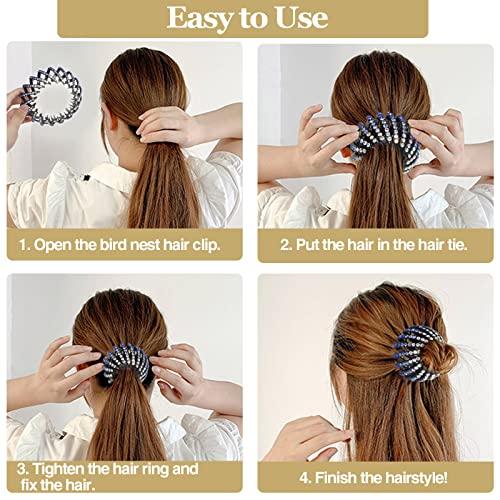 5 Pcs Bird Nest Hair Clips Holder Ponytail Holder Bun Barz Bun Clip Accessories for Women and Girls (Color-5) - color: Color-5