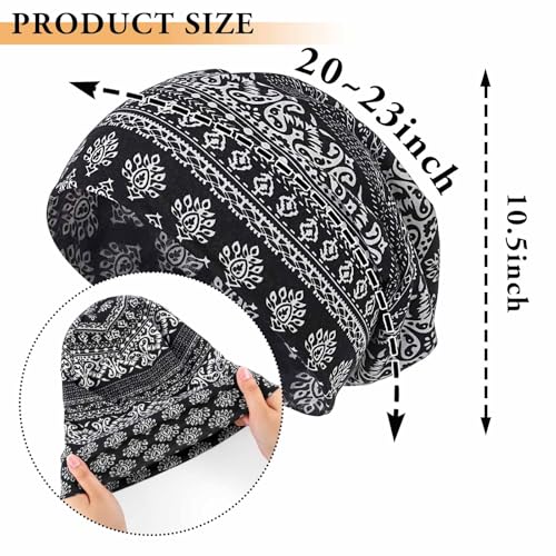 Bohend Bohemian Beanie Hats Headwear Cap Stretch Non Slip Bandanas Sleep Turbans Hats for Women Men Close top Head Covering - style: Cashew Flower Style