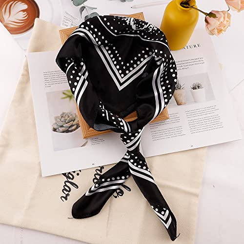 NZKNP Silk-Like Head Scarf - Women's Bandana Wraps - color: 35-black, size: 35"*35"
