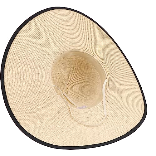 DRESHOW Beach Hats for Women Big Straw Wide Brim Summer Hat Floppy Foldable Roll up Cap Sun Hat UPF 50+ - color: Ab Beige 5.9" Brim