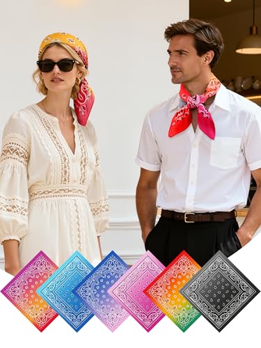 URATOT 12Pcs Paisley Cotton Bandana Printed Head Scarf Set | Rich color options classic paisley printed available for both adults and children with diverse usage scenarios - color: Mixed Colors F