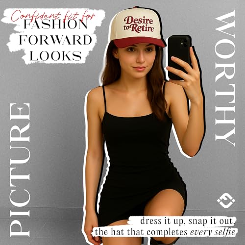 Funky Junque Vintage Canvas Snapback Hat - Adjustable 2 Tone Cap for Men Women - Put It On My, Cowboy, Girl Dad, Funny - color: Desire to Retire - Burgundy/Beige