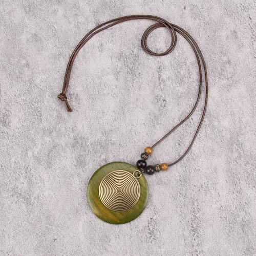Bohemian Necklaces for Women Long Leather Necklace with Large Pendant Chunky Boho Hippie Jewelry Pendant Chocker Necklace - style: Boho Style Necklace