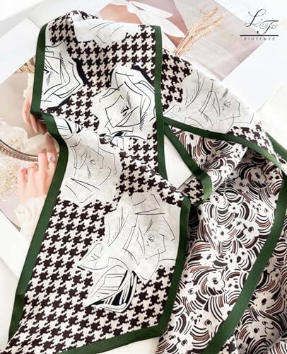 Hioyiwse Head Scarf Hair Neck Scarves For Women Purse Bag Scarfs For Handbags Silky Long Thin Satin Headscarf Fashion - color: B14-line Black Rose