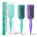 2-Pack Curly Hair Brush, Curl Defining Brush with Soft Boar Bristles Detangling Tangled Glides,Wide-Teeth Design Effortlessly Shaping & Defining Curls,Curling Definer for Wet & Dry Hair (Green Purple) - color: Green Purple