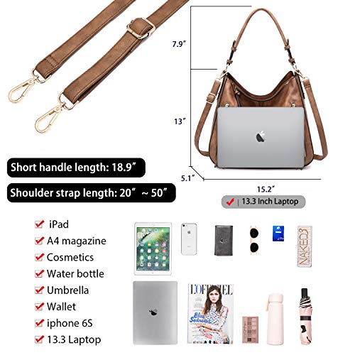 lapsting Hobo Bags for Women Handbags Purse Ladies Boho Shoulder Bag Crossbody Purses Faux Leather - color: B - 15.2inch Brown - Gold Hardware