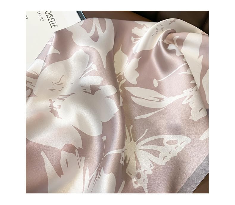 FEIBOON Mulberry Silk Scarfs Neck Scarf 21" Small Square Scarfs hair scarf bandana Neckerchief Headscarf for Women - color: Lavender