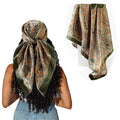 Hexchasty 35”Head Scarf Satin Silk Like Hair Scarf Large Square Head Scarves Bandana Head Wraps Headscarfs for Women Green - color: A-green