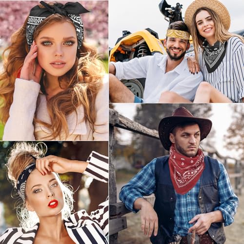 NACHLYNN 10/20pcs Paisley Bandanas Assorted Bandanas Cowboy Polyester Headbands Square Scarf Headwear - color: Khaki, Black, Burgundy