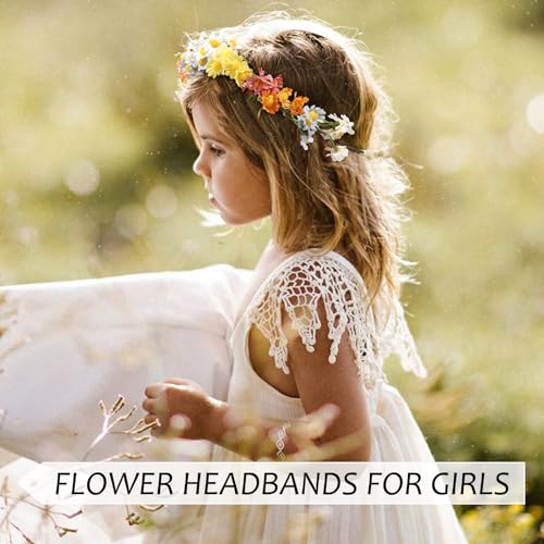 AWAYTR Flower Hippie Floral Crown - Boho Sunflower Headband for Women, Hippie Costume and Hair Accessories (Color Mixing) - color: Color Mixing