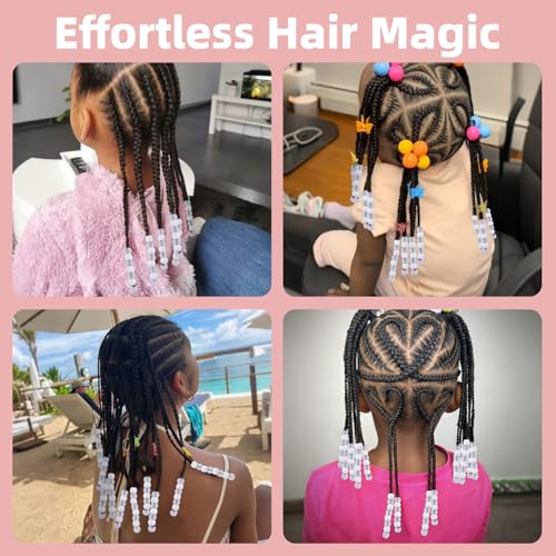 160Pcs 10mm Small Silicone Beads for Hair Braids, Soft Jellyish Pony Hair Beads with 5mm Hole + 50 Rubber Bands and 1 Beader for Braiding, DIY Bracelets Necklaces Crafts (White Clear) - color: White Mix-160Pcs