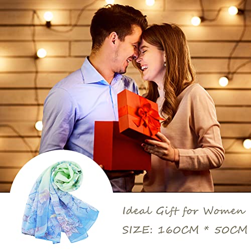 E-Clover Unique Fashion Women's Scarf Chiffon Sheer Scarves for Women Lightweight - color: Green Blue