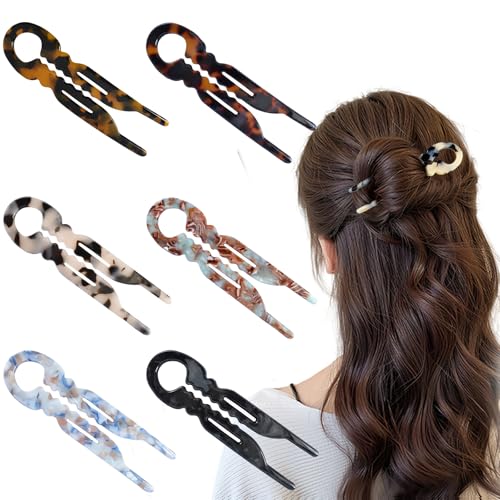 Prestige Hair Pins, 6PCS French Hair Pin for Women Girls, Double-Notch Locking Mechanism Anti-Loosening Hairpins, U-Shaped Hair Styling Pins Strong Hold Hair Fork for All Hair Types Wedding Prom(A) - color: A