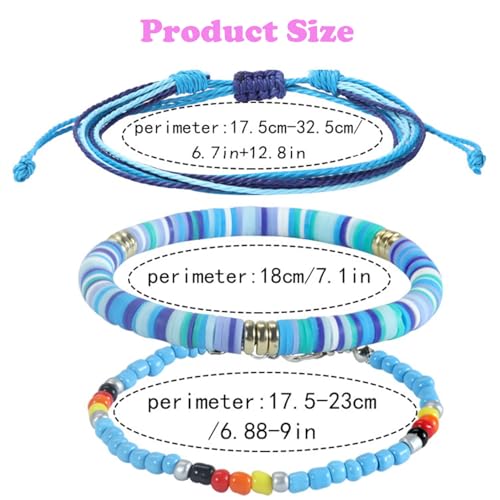 Beach Bracelet Set for Men and Women, Surfer Men Bracelet, Braided Boho Summer Bracelets Adjustable Men's Bracelet Handmade Women Bracelet String Rope Ankle Bracelets Birthday Gift - style: 4pcs Boho Bracelets Ankles Blue