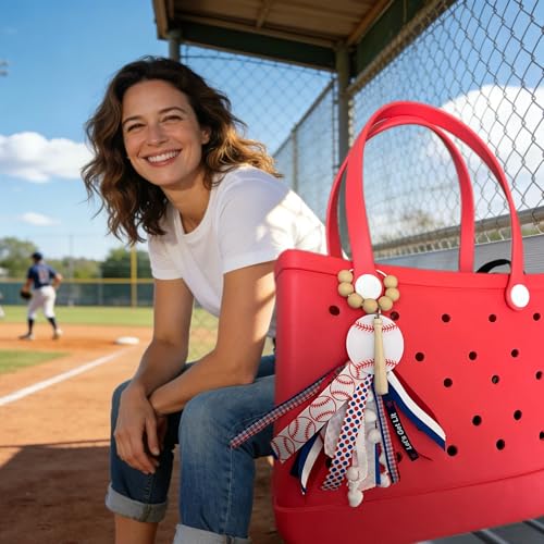 Baseball Softball Soccer Football Volleyball Sports Mom Charms for Bogg Bag Accessories Tassel Backpack Gifts - style: Baseball