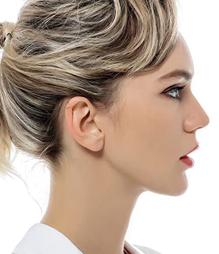Tornito 4-10 Pairs Stainless Steel Ear Cuff Helix Cartilage Clip On Wrap Earrings Fake Nose Ring Non-Piercing Adjustable - color: A5: 4 Pairs, Rose Gold Tone