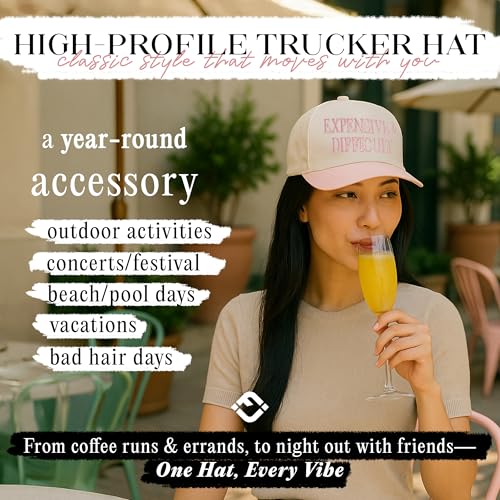 Funky Junque Vintage Canvas Snapback Hat - Adjustable 2 Tone Cap for Men Women - Put It On My, Cowboy, Girl Dad, Funny - color: Expensive & Difficult - Rose/Beige