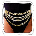 Rhinestone Waist Chain Body Chain Crystal Body Jewelry for Women Layered Rhinestones Belly Chain Summer Beach - color: Gold